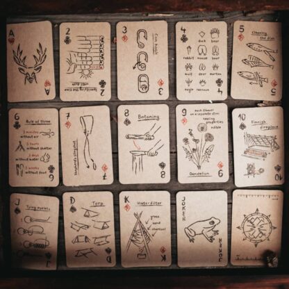 Camping survival playing cards in Long Dark style